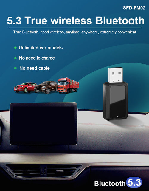 Load image into Gallery viewer, Car mounted Bluetooth 5.3 receiver FM transmitter audio adapter wireless Bluetooth receiver LED
