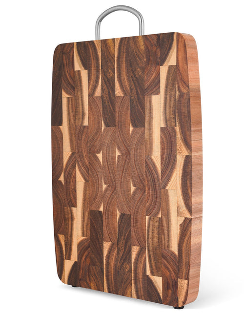 Load image into Gallery viewer, Wooden cutting board for household kitchen solid wood geometric grid cutting board
