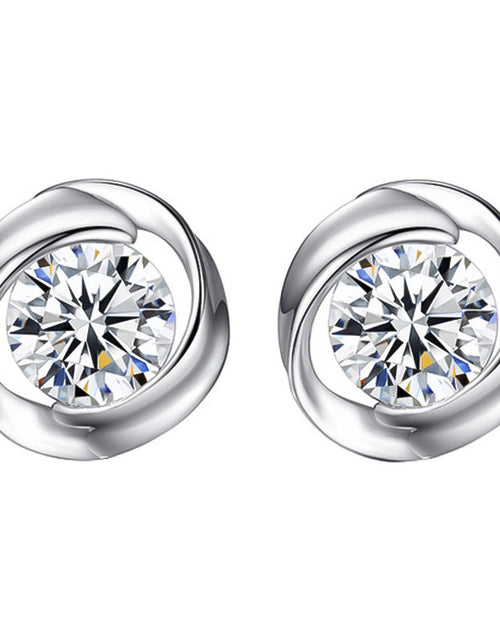 Load image into Gallery viewer, S925 pure silver rose earrings with petal shaped earrings, Korean minimalist women's mini clover rose petal earrings
