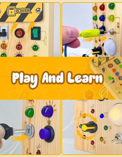 Load image into Gallery viewer, Montessori Busy Board Sensory Toys Wooden with LED Light Switch Control Board Travel Activities Kids Games for 2-4 Years Old
