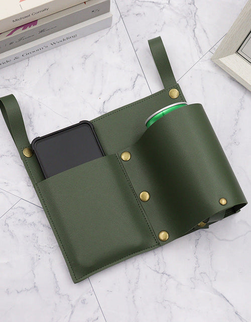 Load image into Gallery viewer, Camping chair leather storage bag mobile phone beer beverage storage bag outdoor chair side bag miscellaneous storage
