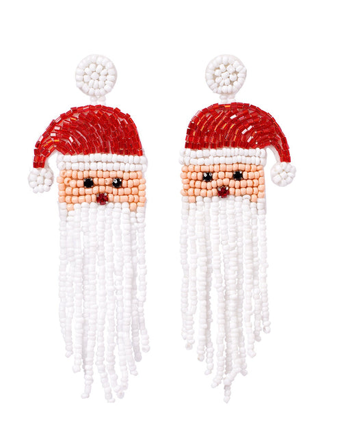 Load image into Gallery viewer, Christmas Day Earrings Earrings Handmade Beads Christmas Old Man Cartoon Character Tassel Rice Beads Earrings
