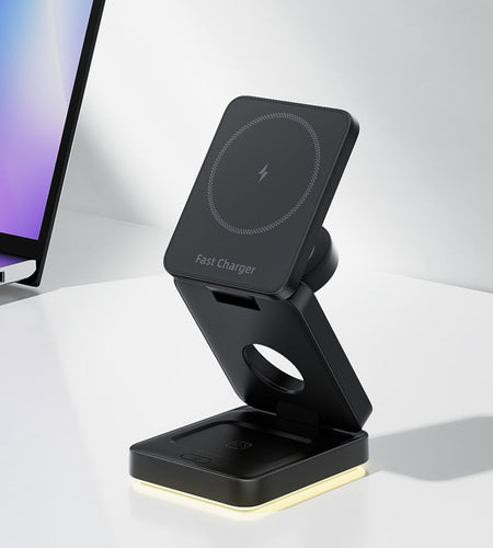 3 in 1 Wireless Charger Magnetic Foldable Charger For iphone charger power Adapter Charging Stand & Holder
