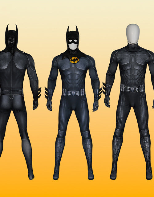 Load image into Gallery viewer, Hero Armor Outfit Michael Keaton Bruce Cosplay Costume Black Leather Jumpsuit Boots Cowl Full Set Halloween Suit Custom
