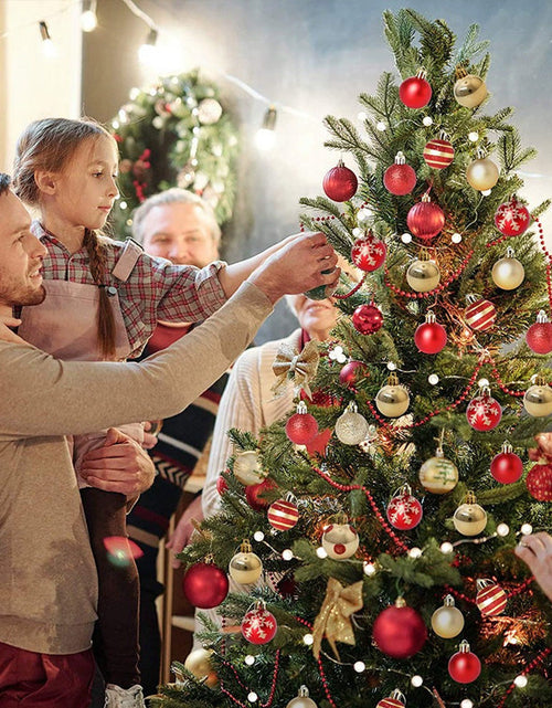 Load image into Gallery viewer, 50 pcs/box: 2025 Gold Red Hanging Christmas Tree Ball Ornaments, 2026 Home Holiday Decorations &amp; New Year Gifts
