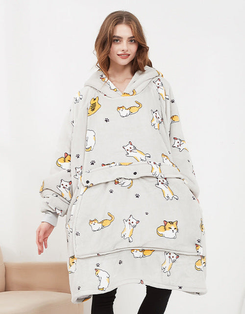 Load image into Gallery viewer, USB carbon fiber heated lazy blanket can be worn in winter, thick heating, washable lazy hoodie electric blanket
