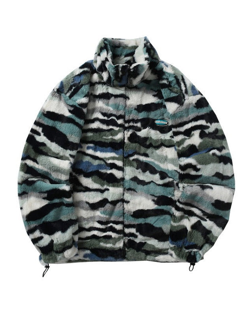 Load image into Gallery viewer, Autumn and winter retro camouflage imitation rabbit plush jacket for men and women loose casual versatile warm cotton jacket
