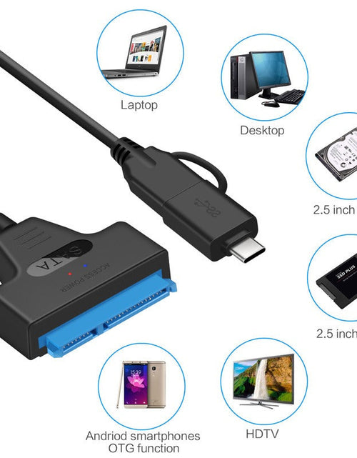 Load image into Gallery viewer, USB 3.0 USB C to SATA Easy Drive Cable Hard Disk Adapter Cable 2-in-1 Easy Drive Cable 50CM
