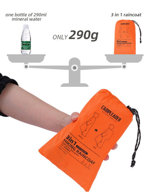 Load image into Gallery viewer, 3 - in - 1 Waterproof Rain Poncho for Outdoor Use: Motorcycle, Camping, Hiking &amp; Travel
