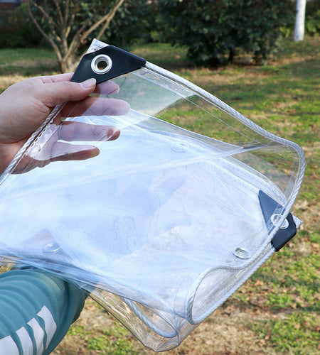 High-Quality Waterproof PVC Tarpaulin (420g/m² Transparent, Upgraded Grommets, Outdoor Windproof/Rainproof)