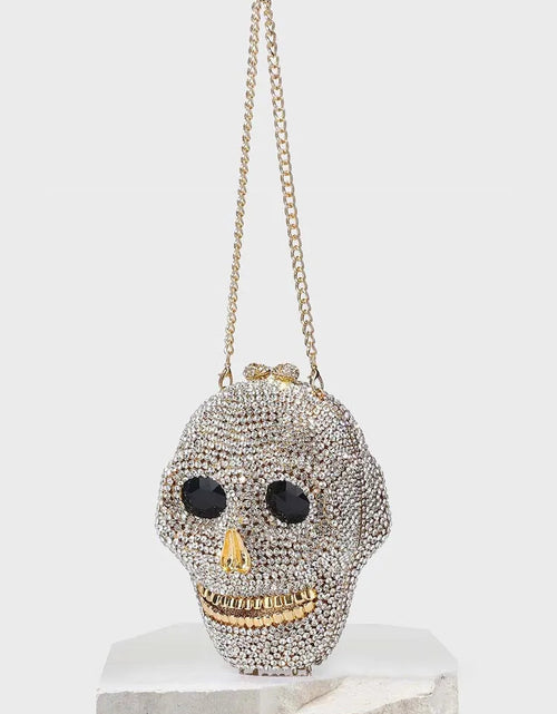 Load image into Gallery viewer, Diamond Halloween Skull Head Clutch Bags Women Rhinestone Evening Purse Wedding Handbags Crystal Chain Gold Silver Day Clutches

