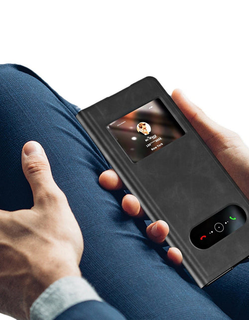 Load image into Gallery viewer, Suitable for Samsung Fold6 phone case folding FOLD5 protective case pure pigment leather 5G business full package anti drop leather case
