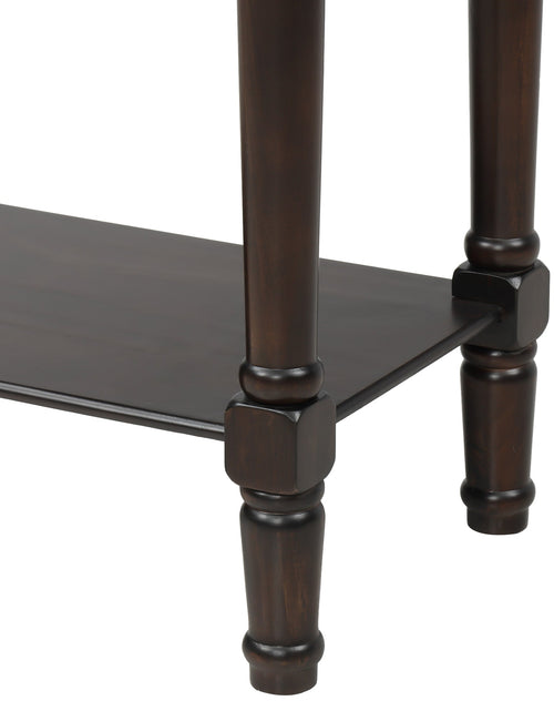 Load image into Gallery viewer, TREXM Narrow Console Desk, Ultra Thin Sofa Table with Three Storage Drawers and Living Room Bottom Shelves (Espresso)
