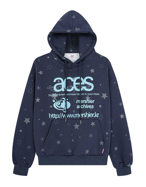 Load image into Gallery viewer, Star letter printed fleece hooded sweatshirt
