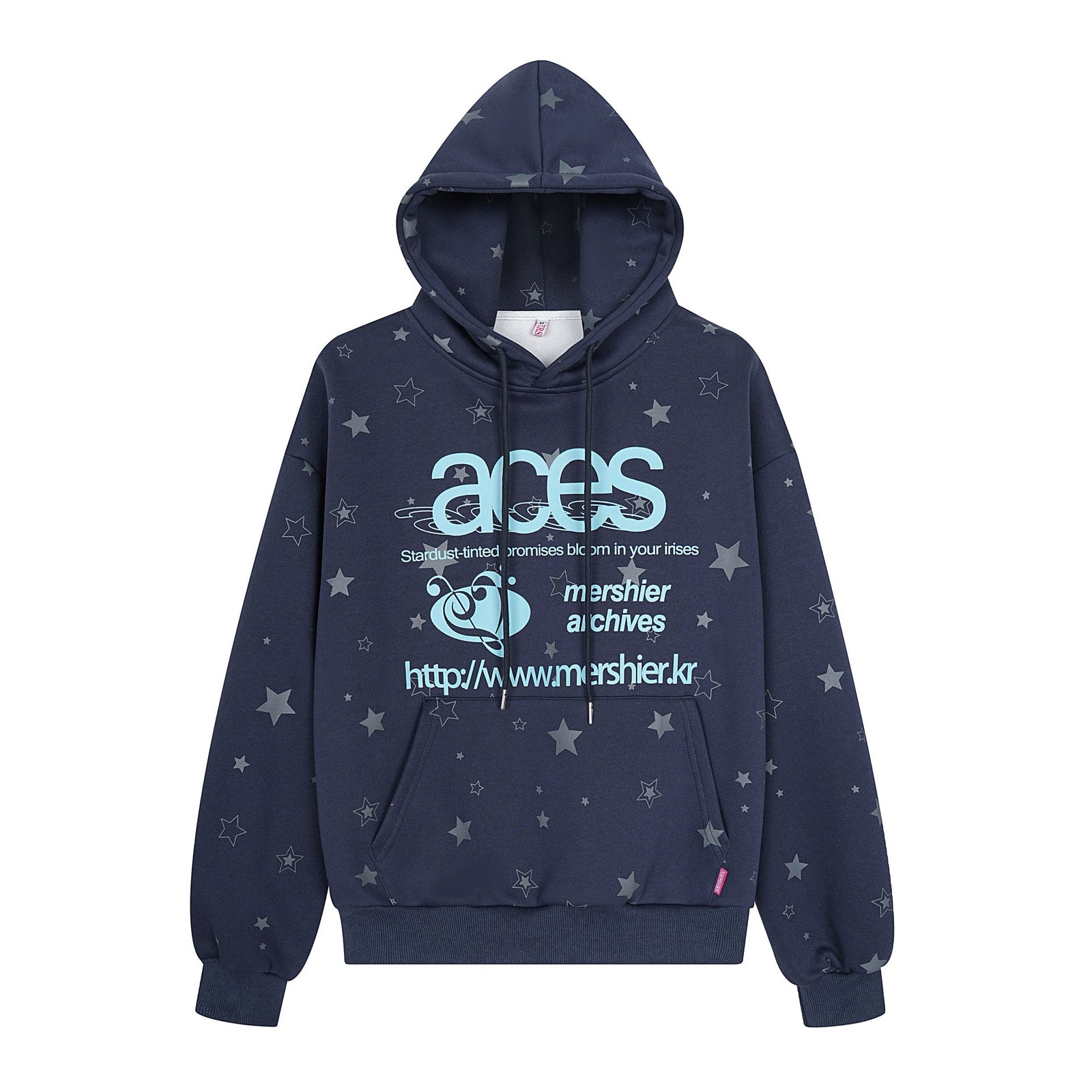 Star letter printed fleece hooded sweatshirt