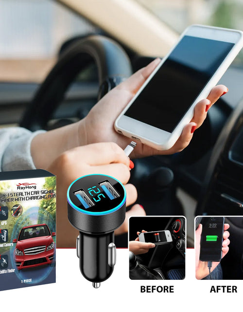 Load image into Gallery viewer, 2-In-I Sterl Th Car Signal Jammer With Charging Pod, Car Dual USB Interface Mobile Phone Multi-Function Charger
