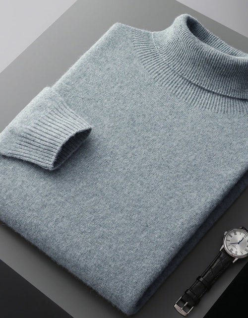 Load image into Gallery viewer, Men's high collar pullover sweater for autumn and winter, loose knit base sweater for men
