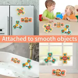 Load image into Gallery viewer, 3pcs cartoon baby bath toy bee butterfly snail insect cute rotating fidget spinner toy with suction cup for kids gifts wholesale
