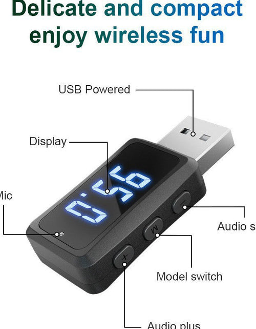 Load image into Gallery viewer, Car mounted Bluetooth 5.3 receiver FM transmitter audio adapter wireless Bluetooth receiver LED
