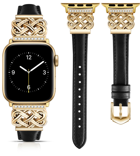 Apple Watch Strap with Chinese Knot and Diamond Inlay Metal Buckle for Series 1-10 and SE