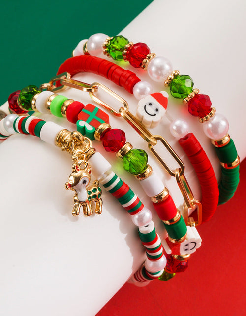 Load image into Gallery viewer, Christmas Bracelet Set Alloy Elk Bell Accessories Fashionable and Colorful Soft Ceramic Bracelet for Women
