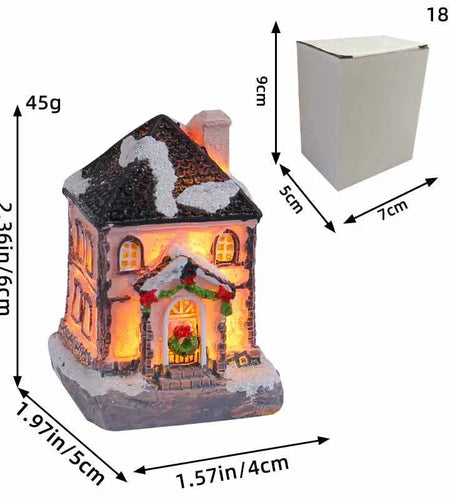 Christmas decorations holiday resin cabins colorful illuminated house tabletop ornaments