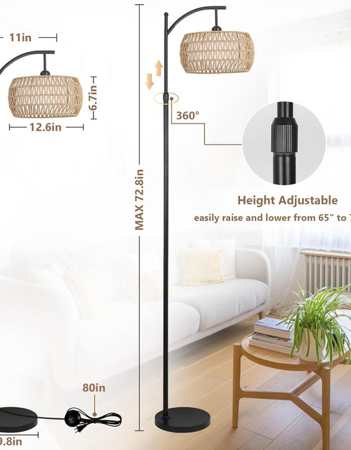 Load image into Gallery viewer, Arc Floor Lamp with Remote Control, Dimmable LED Floor Lamp with 3 Color Temperature Boho Farmhouse Tall Pole Lamp
