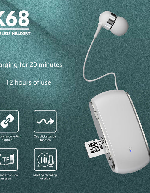 Load image into Gallery viewer, K68 New Collar style Bluetooth Earphones MP3 Earphones Wireless Telescopic Cable Single Ear Card Insertion Recording Earphones
