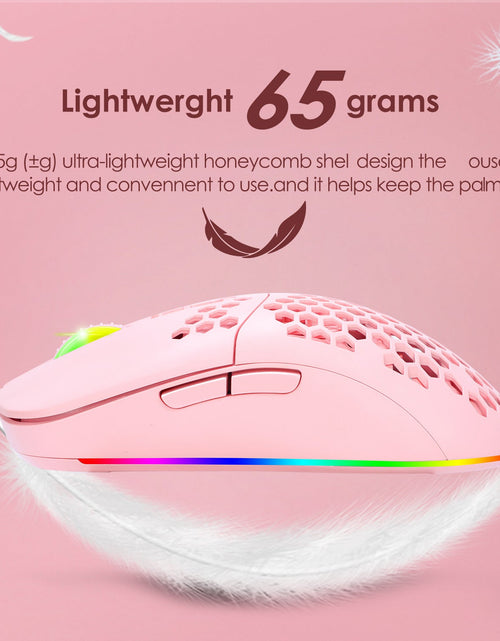 Load image into Gallery viewer, Charging hole the third mock examination Bluetooth wireless mouse lightweight mute cellular RGB light-emitting pink mouse
