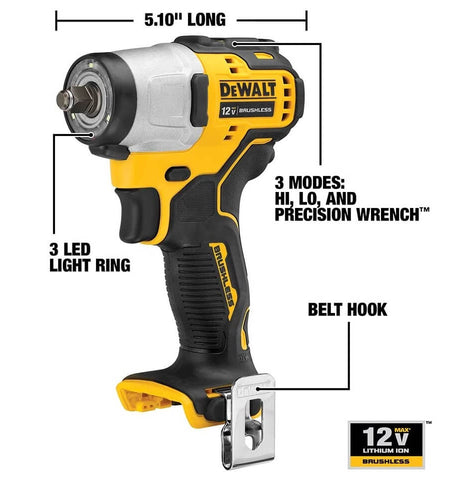 DEWALT DCF902B XTREME™ 12V MAX* Brushless 3/8 in. Cordless Impact Wrench (Tool Only)