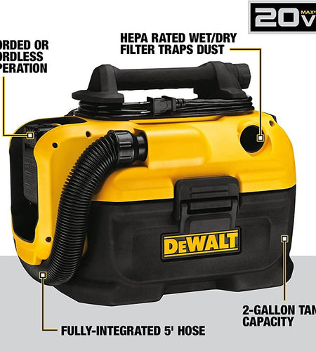 DEWALT DCV581H 20V MAX* Cordless/Corded Wet-Dry Vacuum (Tool Only)