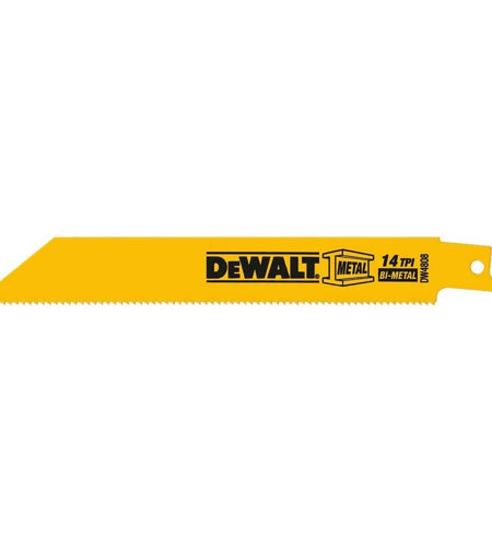 DEWALT DW4808 Metal Cutting 6" 14 TPI Straight Back Bi-Metal Reciprocating Saw Blade (5 Pk)