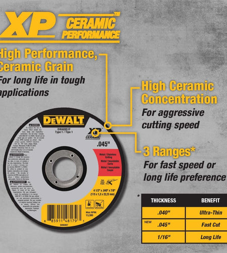 DEWALT DWA8951F ELITE SERIES™ Cutting Wheels 4-1/2" x 0.045" x 7/8"