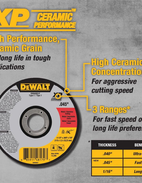 Load image into Gallery viewer, DEWALT DWA8951F ELITE SERIES™ Cutting Wheels 4-1/2" x 0.045" x 7/8"
