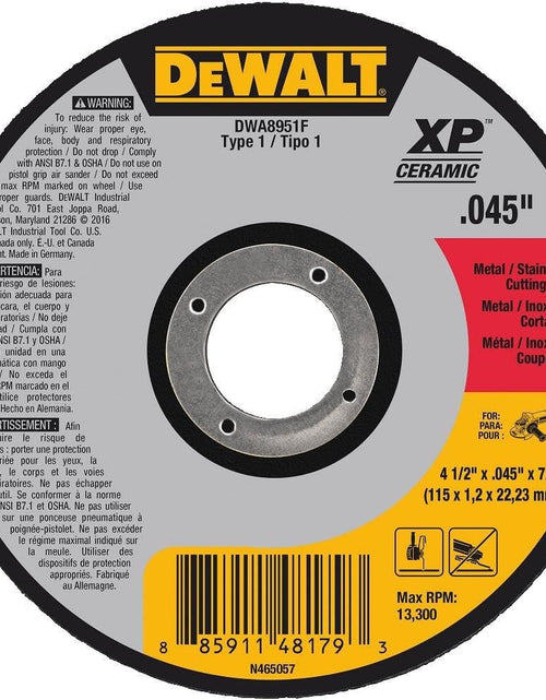Load image into Gallery viewer, DEWALT DWA8951F ELITE SERIES™ Cutting Wheels 4-1/2" x 0.045" x 7/8"
