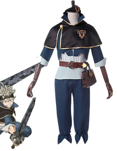 Load image into Gallery viewer, Anime Black Clover Asta Yuno Cosplay Costume Emperor Asta Uniform Tops Pants Cloak Bag Full Outfit Set Men Halloween Clothes
