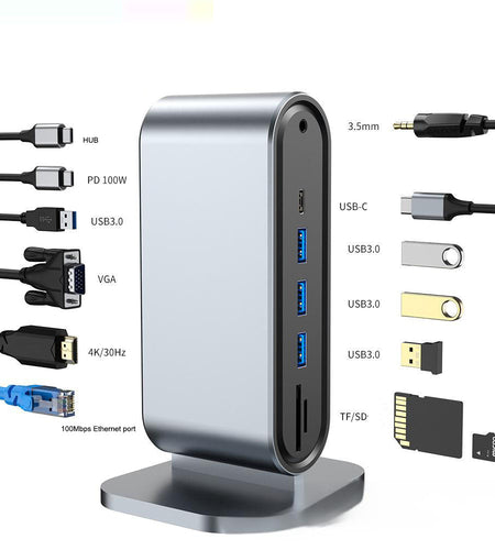 12 in one docking station Typec vertical multi interface suitable for Apple, Huawei, Mac docking stations