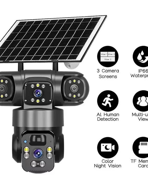 Load image into Gallery viewer, V380 360-Degree Panoramic 3-View 3-Lens Wireless WiFi/4G Solar-Powered Camera Surveillance System
