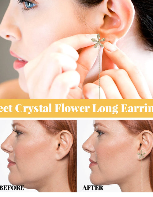 Load image into Gallery viewer, Sweet Crystal Flower Long Earrings, Ear Acupoint Earrings Niche Fashion Small Fresh And Cute Earrings
