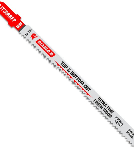 Diablo DJT308BFP5 4-5/8 in. 13 TPI Bi-Metal T-Shank Jig Saw Blades for Ultra Fine Finish Cuts in Wood (5-Pack)