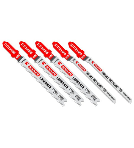 Diablo DJT505 5 pc Bi-Metal T-Shank Jig Saw Blade Set for Laminate Cutting (5-Piece)