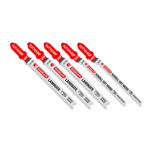 Load image into Gallery viewer, Diablo DJT505 5 pc Bi-Metal T-Shank Jig Saw Blade Set for Laminate Cutting (5-Piece)
