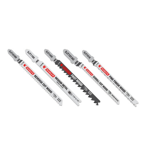 Load image into Gallery viewer, Diablo DJT5S 5pc High Carbon Steel/High Speed Steel T-Shank Jig Saw Blade Set for Wood &amp; Metal (5-Piece)
