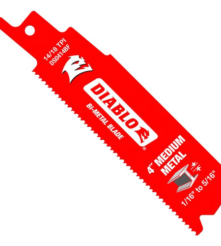 Diablo DS0414BF5 4 in. Bi-Metal Recip Blade for Medium Metal Cutting (3/32 in. to 5/16 in.) (5-Pack)