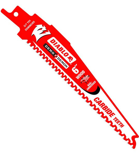 Diablo DS0606CWS3 6 in. Demo Demon Carbide Recip Blade for Nail-Embedded Wood (3-Pack)