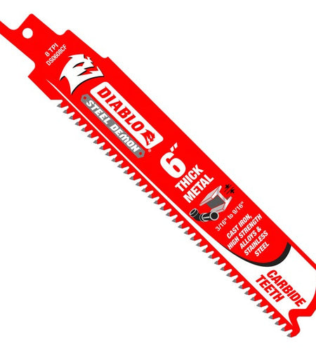 Diablo DS0608CF3 6 in. Steel Demon Carbide Recip Blades for Thick Metal (3/16 in. - 9/16 in.) Cutting (3 Pack)