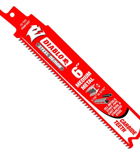 Diablo DS0610CF3 6 in. Steel Demon Carbide Recip Blades for Medium (1/16 in. - 5/16 in.) Metal Cutting (3-Pack)