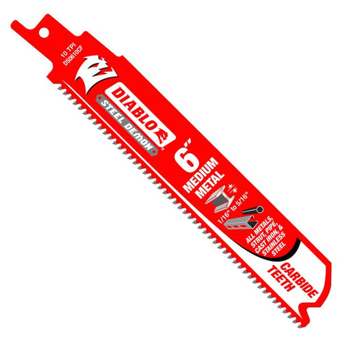 Load image into Gallery viewer, Diablo DS0610CF3 6 in. Steel Demon Carbide Recip Blades for Medium (1/16 in. - 5/16 in.) Metal Cutting (3-Pack)
