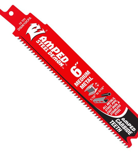Diablo DS0610CFA3 Diablo 6 in. 10 TPI Steel Demon® Amped™ Medium Metal Carbide Reciprocating Saw Blade (3-Pack)