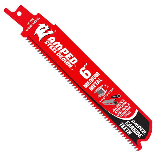 Load image into Gallery viewer, Diablo DS0610CFA3 Diablo 6 in. 10 TPI Steel Demon® Amped™ Medium Metal Carbide Reciprocating Saw Blade (3-Pack)
